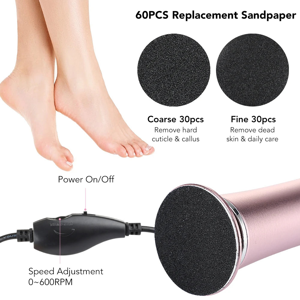 Electric Foot Callus Remover (including 60pcs sandpaper)