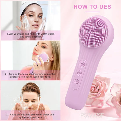 Silicone Ultrasonic Facial Cleanser (Electric Brush)